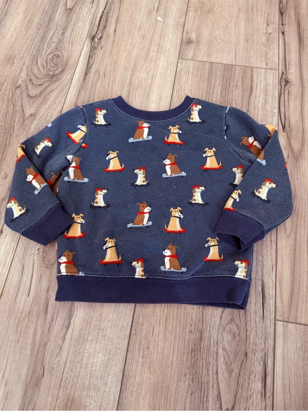 Navy Blue Kids Sweatshirt with Playful Dog Print Size 18 months